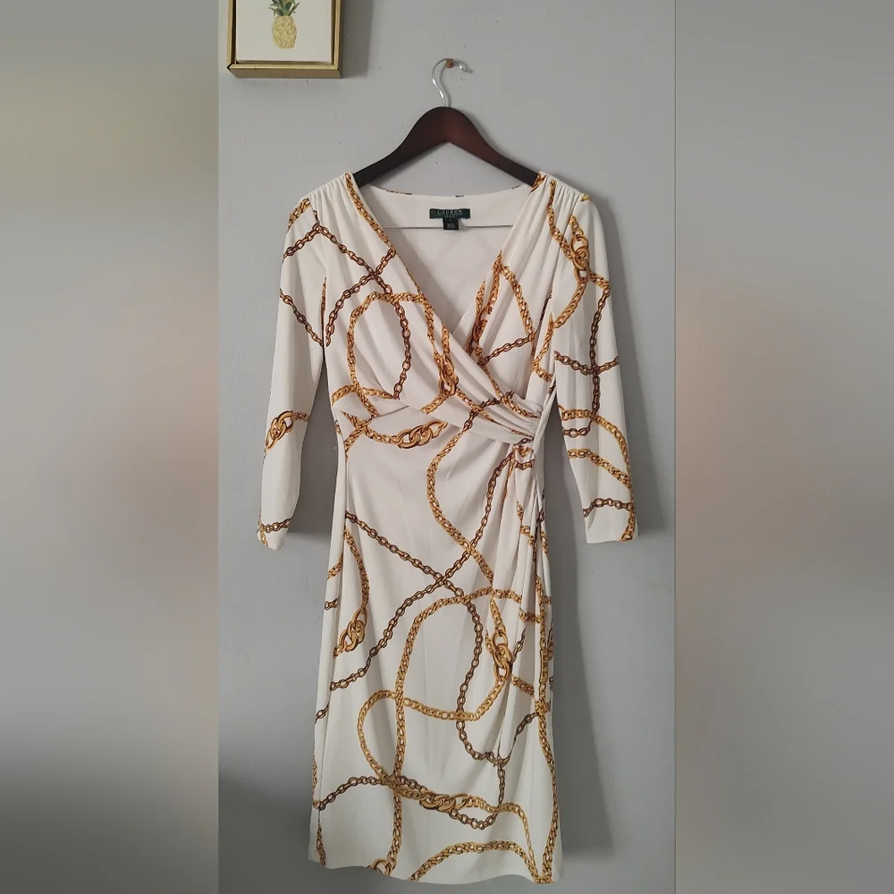 Ralph Lauren dress  Gold Chain  Size 6 Midi Cocktail Read Full Drescription - Picture 9 of 14